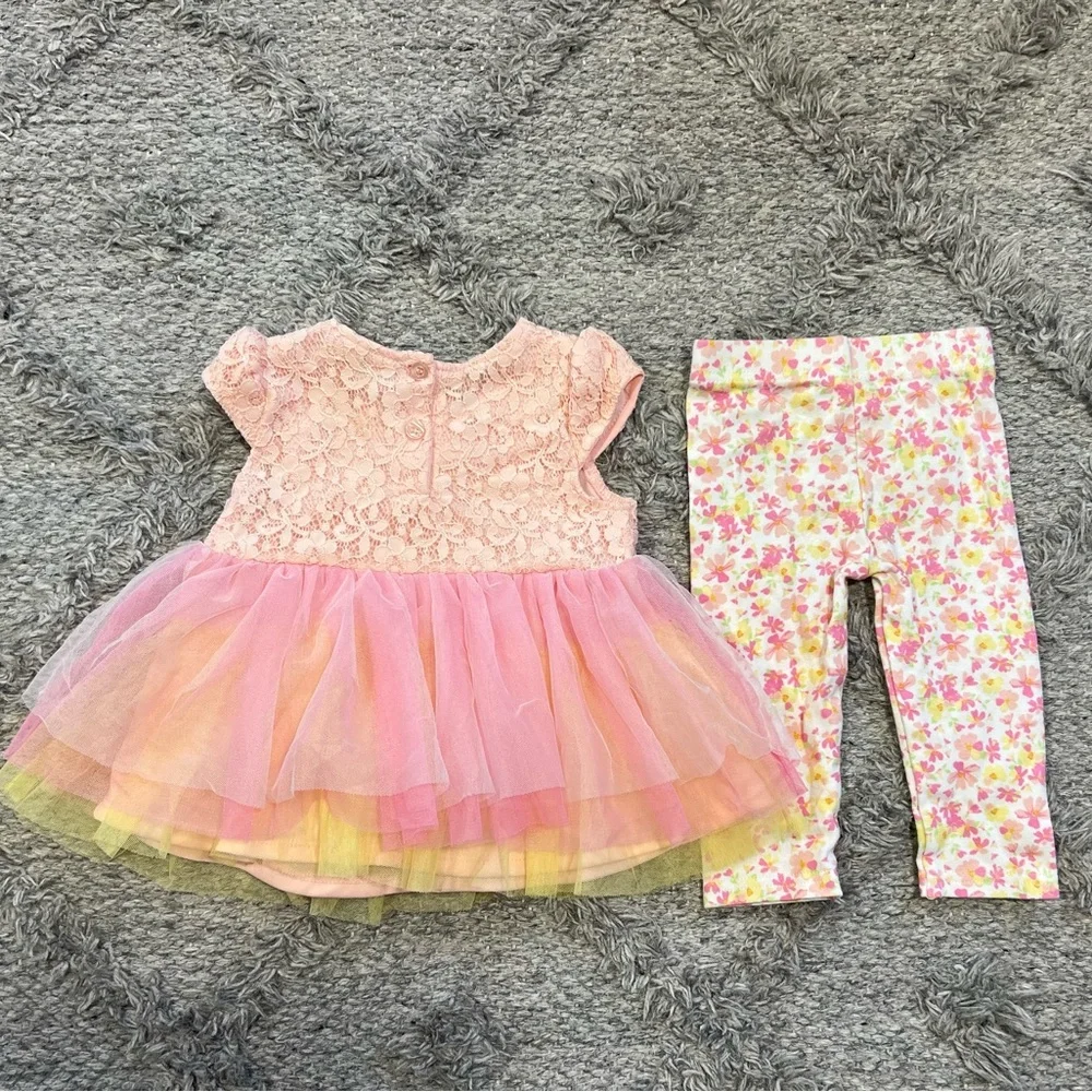 Little Lass 24M Toddler Girl Pink Lace Butterfly Tutu Dress 2pc Outfit - Picture 4 of 5
